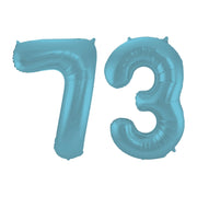 Folieballon 73 jaar metallic pastel blauw mat 86cm