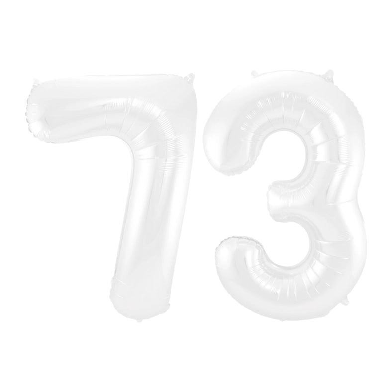Folieballon 73 jaar metallic wit 86cm