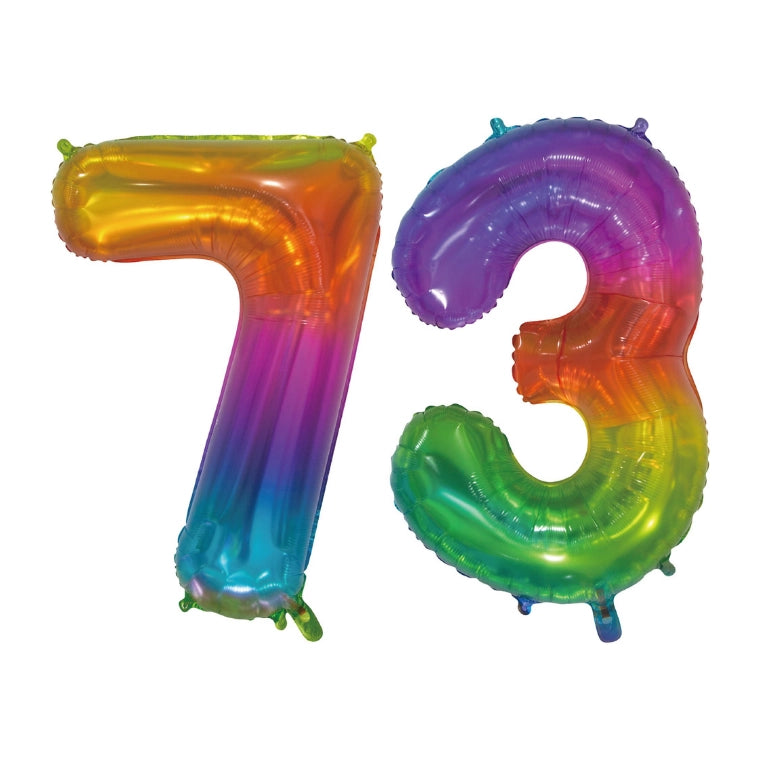 Folieballon 73 jaar Regenboog 76cm