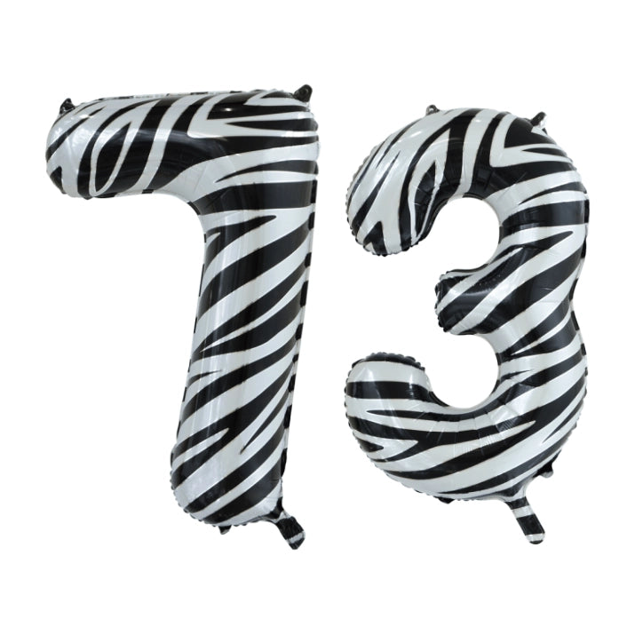 Folieballon 73 jaar zebra 86cm
