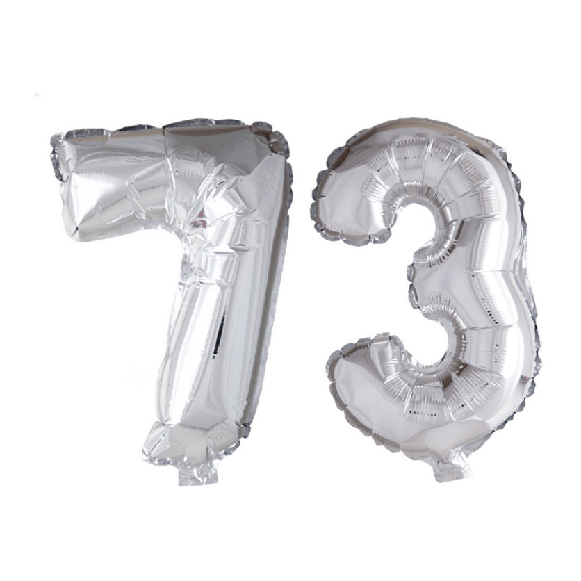 Folieballon 73 jaar zilver 41cm