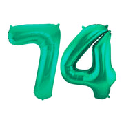 Folieballon 74 jaar metallic groen 86cm