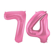 Folieballon 74 jaar metallic roze mat 86cm