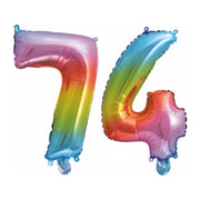 Folieballon 74 jaar Regenboog 86cm