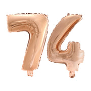 Folieballon 74 jaar Rosé Goud 41cm