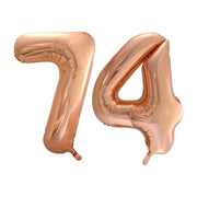 Folieballon 74 jaar Rosé Goud 86cm