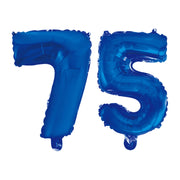 Folieballon 75 jaar blauw 86cm