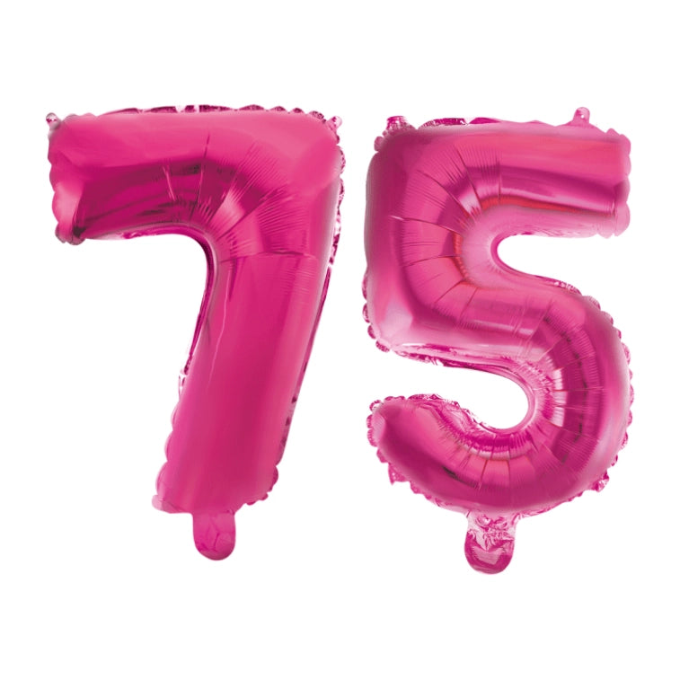 Folieballon 75 jaar roze 86cm