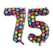 Folieballon 75 jaar stippen 86cm