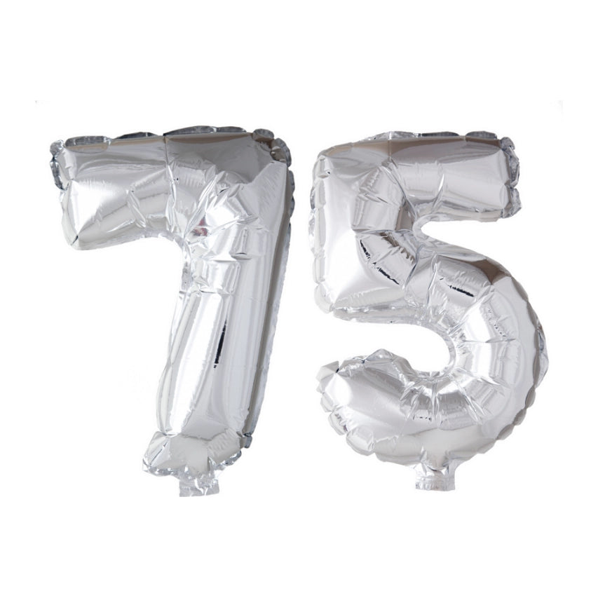 Folieballon 75 jaar Zilver 66cm
