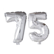 Folieballon 75 jaar zilver 86cm