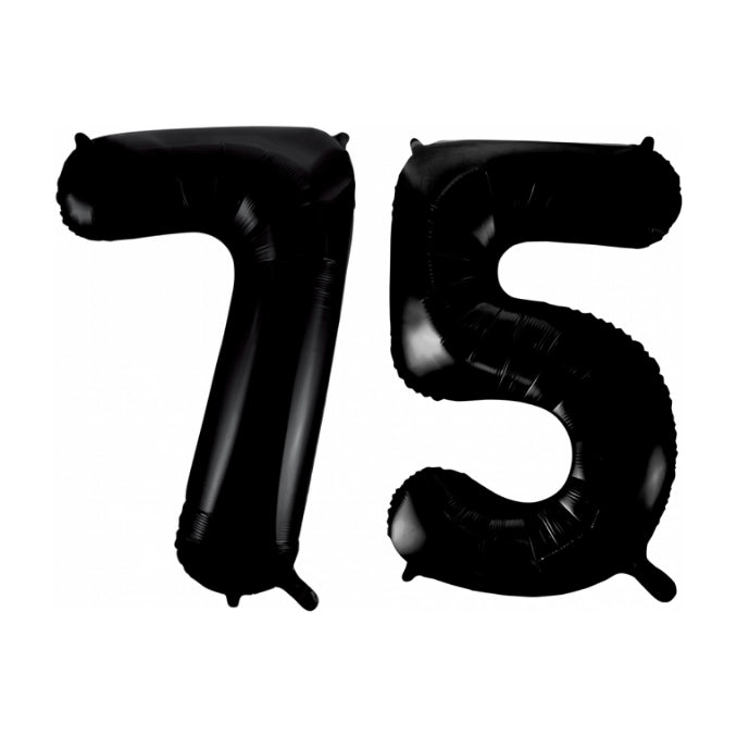 Folieballon 75 jaar zwart 41cm
