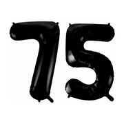 Folieballon 75 jaar zwart 86cm