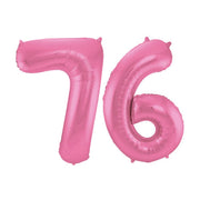 Folieballon 76 jaar metallic roze mat 86cm