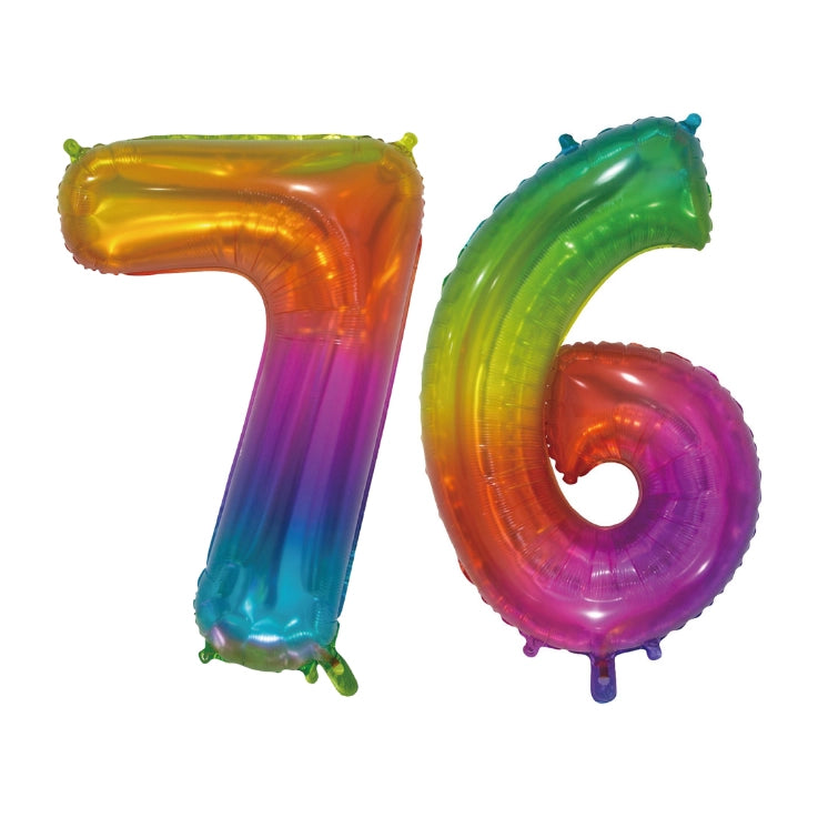 Folieballon 76 jaar Regenboog 76cm