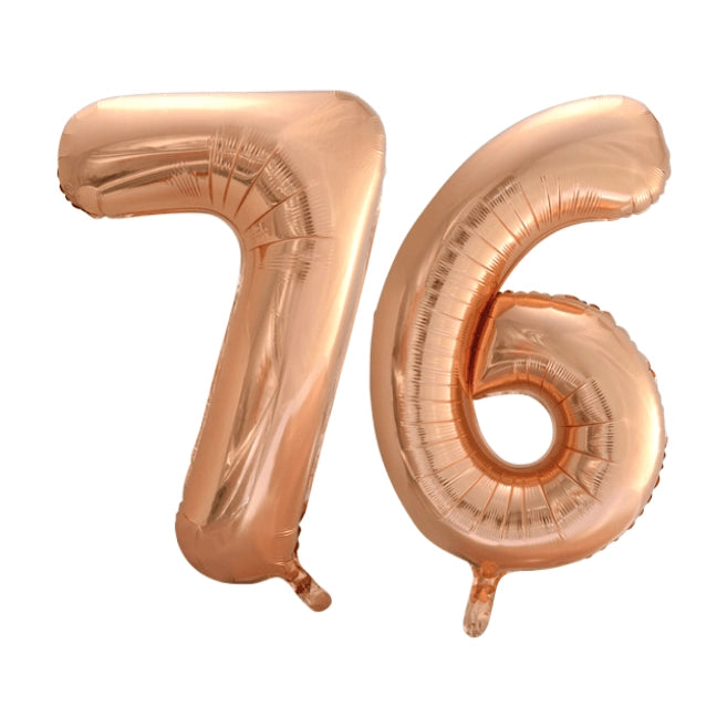 Folieballon 76 jaar Rosé Goud 86cm