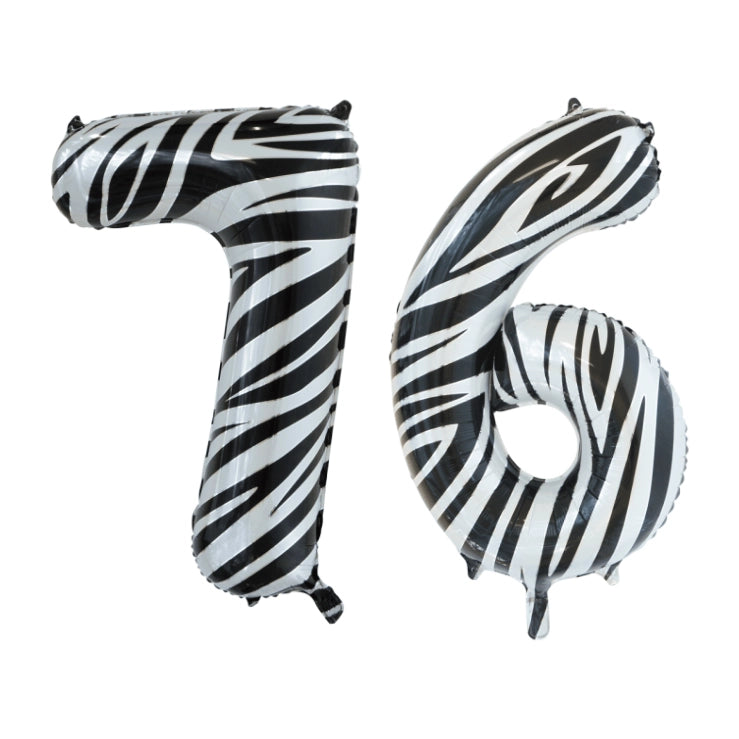 Folieballon 76 jaar zebra 86cm