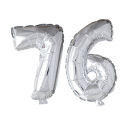 Folieballon 76 jaar Zilver 66cm