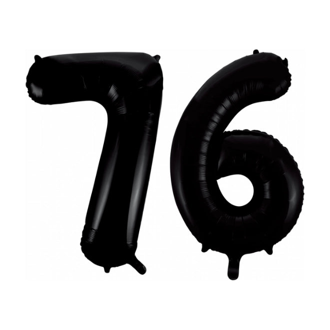 Folieballon 76 jaar zwart 86cm