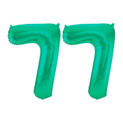 Folieballon 77 jaar metallic groen 86cm