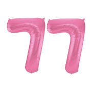 Folieballon 77 jaar metallic roze mat 86cm