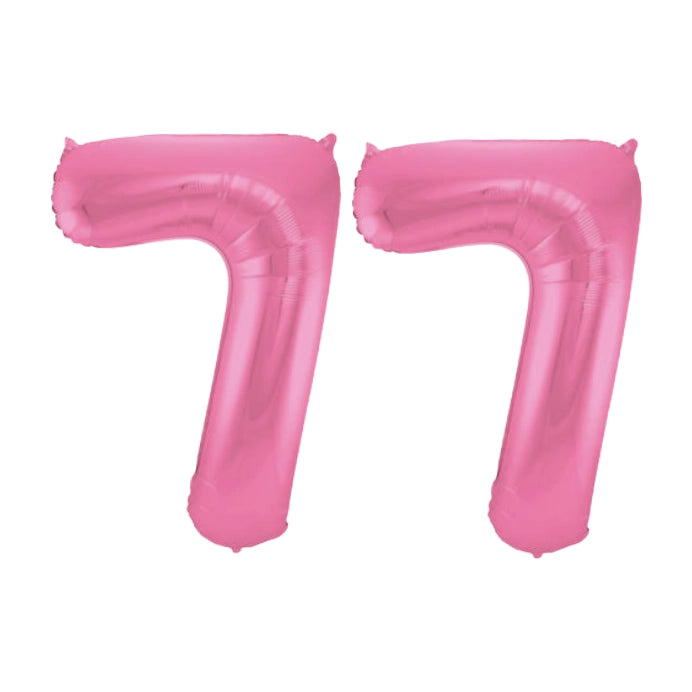 Folieballon 77 jaar metallic roze mat 86cm