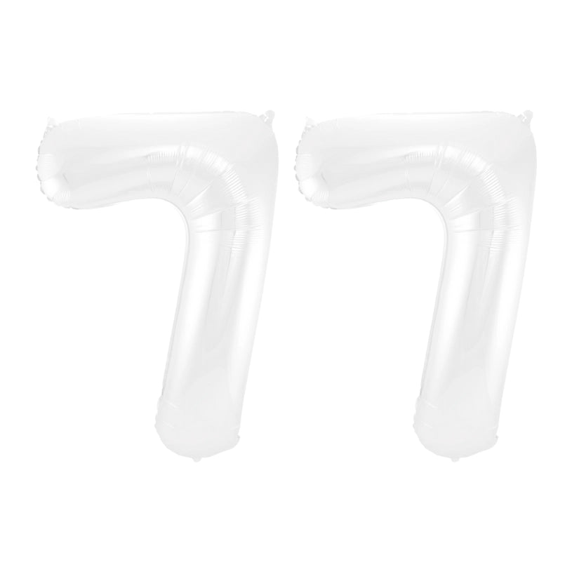 Folieballon 77 jaar metallic wit 86cm