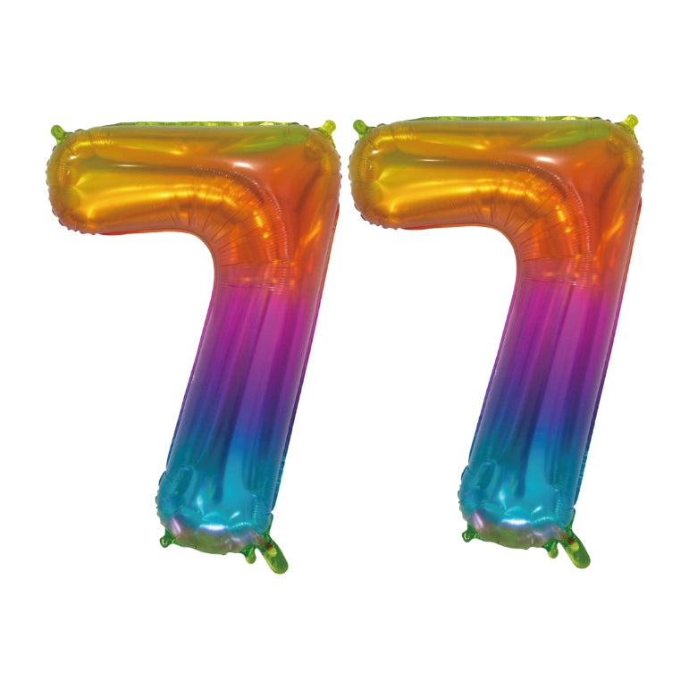 Folieballon 77 jaar Regenboog 76cm