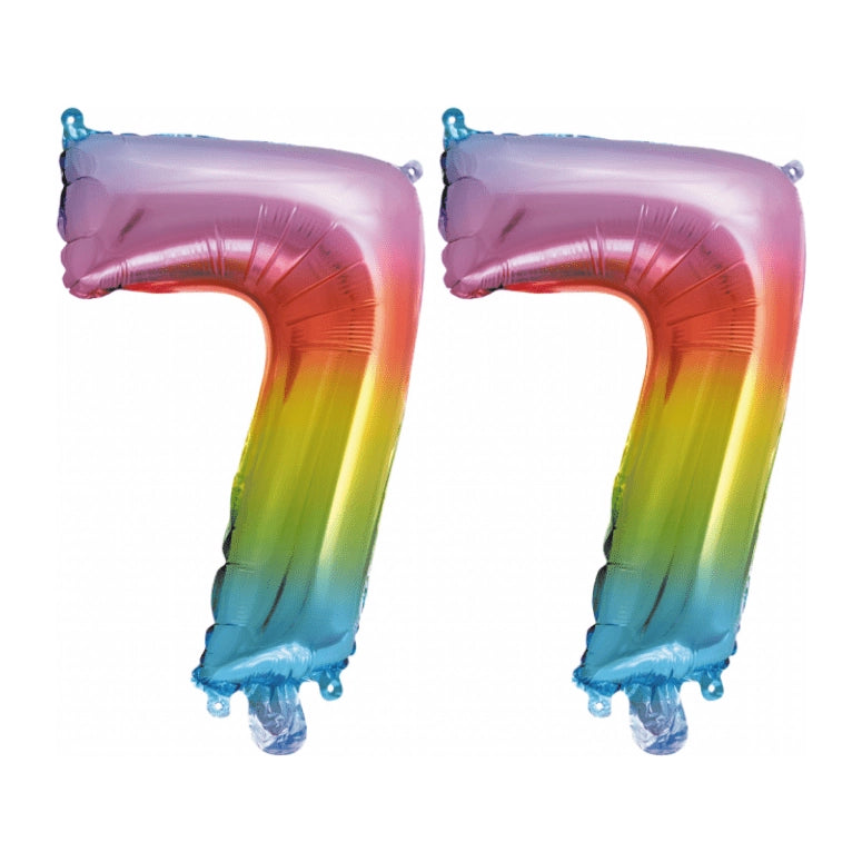 Folieballon 77 jaar Regenboog 86cm