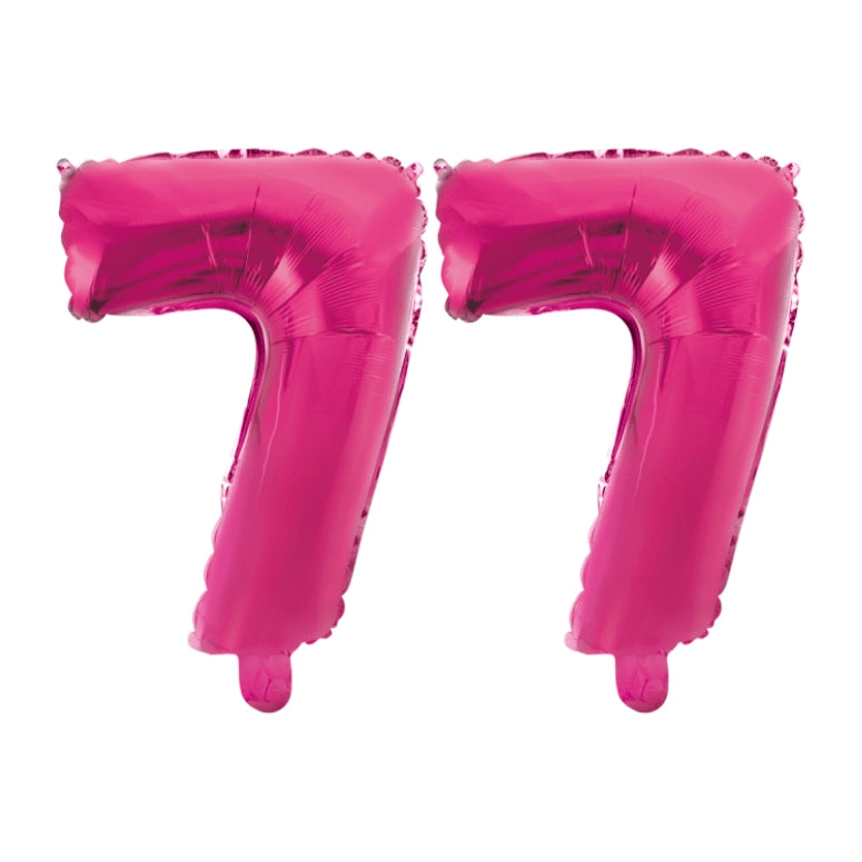 Folieballon 77 jaar roze 41cm