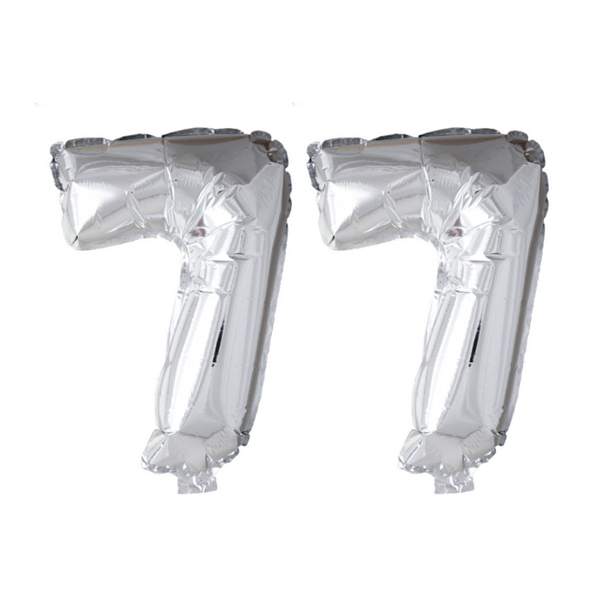 Folieballon 77 jaar zilver 86cm