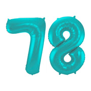 Folieballon 78 jaar metallic pastel aqua mat 86cm