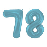 Folieballon 78 jaar metallic pastel blauw mat 86cm