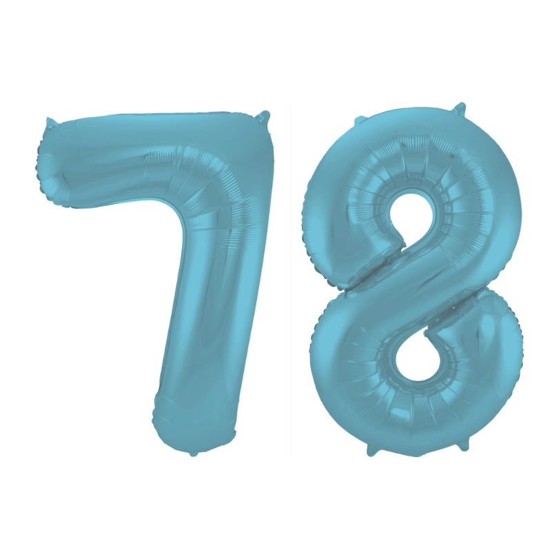 Folieballon 78 jaar metallic pastel blauw mat 86cm
