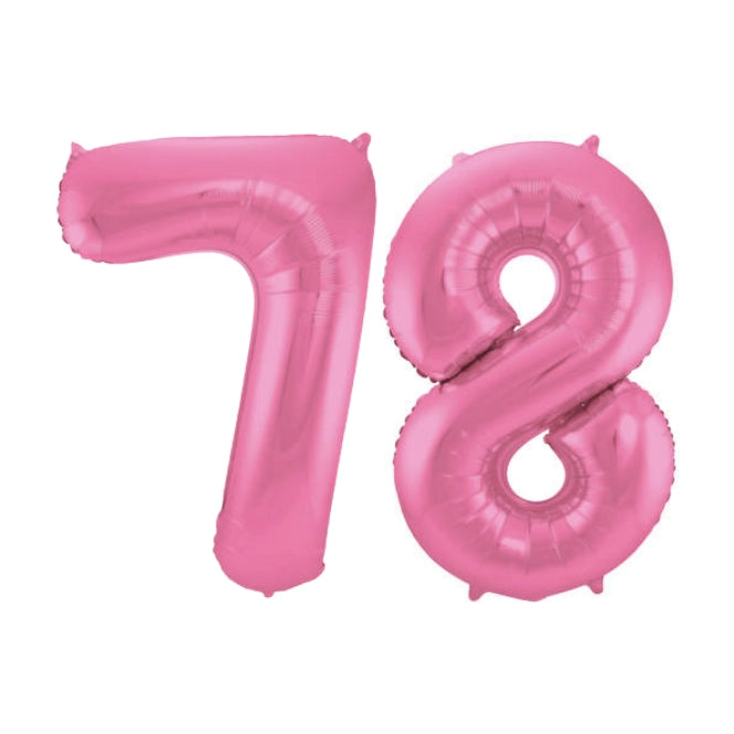 Folieballon 78 jaar metallic roze mat 86cm