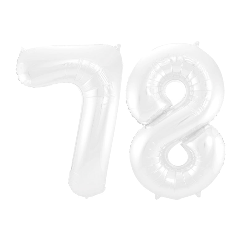 Folieballon 78 jaar metallic wit 86cm