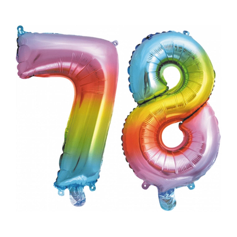 Folieballon 78 jaar Regenboog 41cm