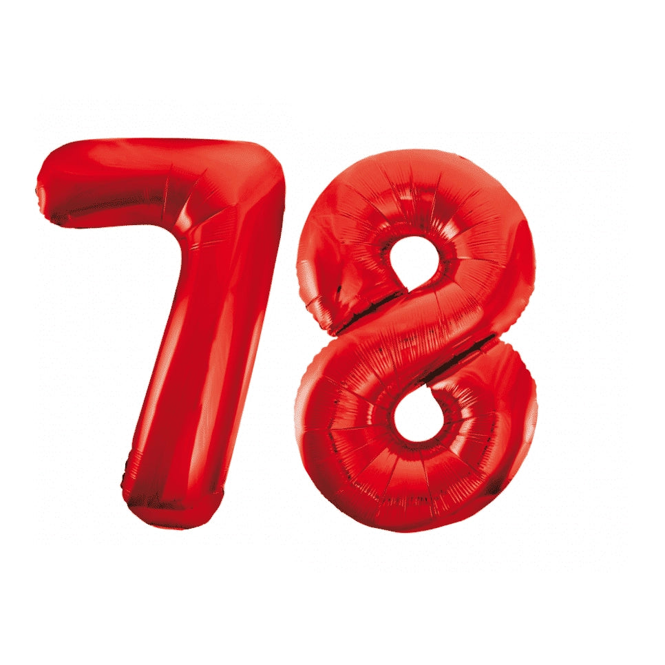 Folieballon 78 jaar rood 86cm