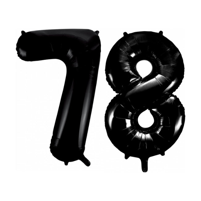 Folieballon 78 jaar zwart 86cm
