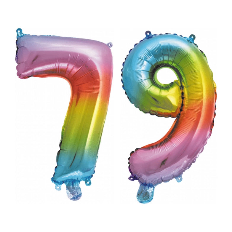 Folieballon 79 jaar Regenboog 41cm
