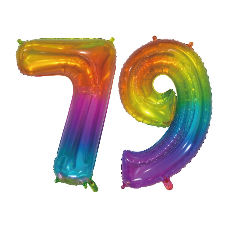 Folieballon 79 jaar Regenboog 76cm