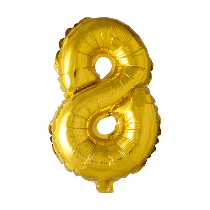 Folieballon 8 jaar Goud 41cm