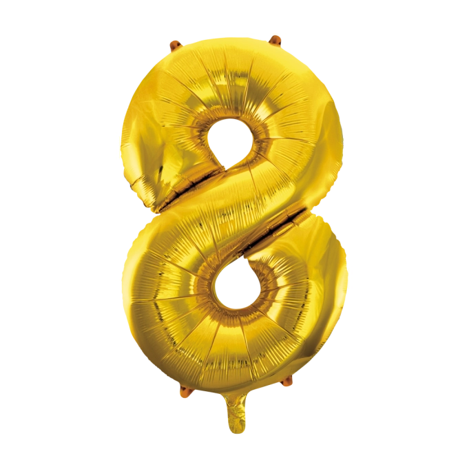 Folieballon 8 jaar Goud 66cm