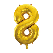 Folieballon 8 jaar Goud 86cm