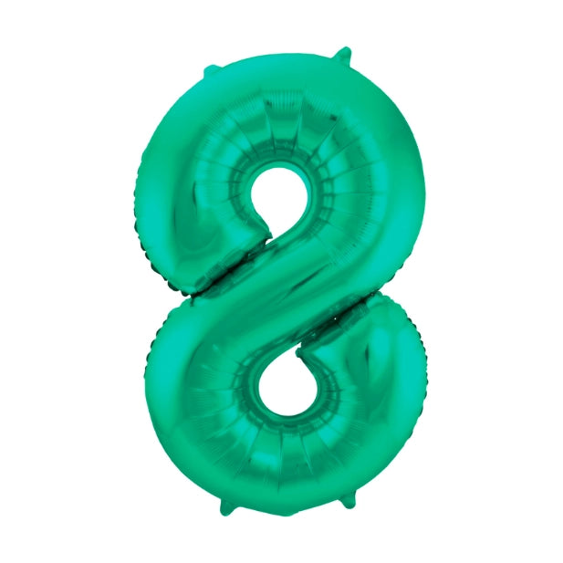 Folieballon 8 jaar metallic groen 86cm