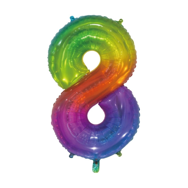 Folieballon 8 jaar Regenboog 76cm