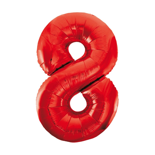 Folieballon 8 jaar rood 86cm