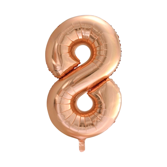 Folieballon 8 jaar Rose Goud 66cm