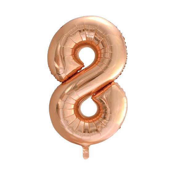 Folieballon 8 jaar Rosé Goud 86cm
