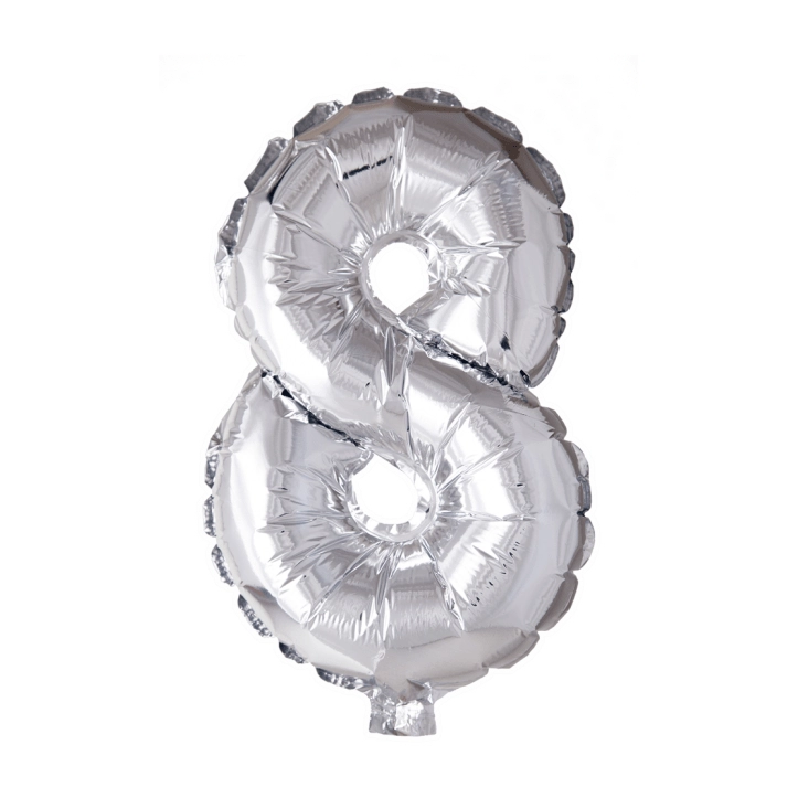 Folieballon 8 jaar zilver 41cm